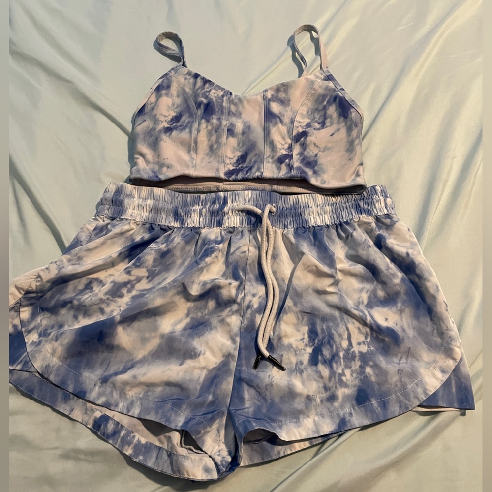 Blue & White 2 piece bathing suit set
